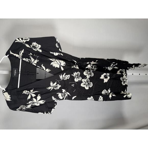 The Kooples Orchid Scarf Black Floral Wrap Dress Size 0 (US XS) NWT - Picture 2 of 7